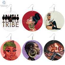 SOMESOOR Fashion Black Goddess Tribe Wooden Drop Earrings Afro Natural Hair Locs Dope Queen Both Sides Printed For Women Gifts 2024 - buy cheap