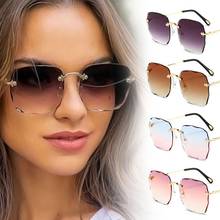 Женские модные квадратные металлические солнцезащитные очки без оправы, мужские трендовые солнцезащитные очки, меняющие цвет 2024 - купить недорого