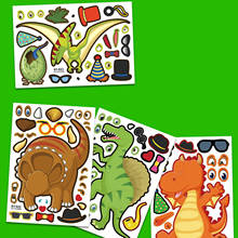 4PC Sheets Puzzle Games Kids DIY Stickers Funny  Dinosaur Animal Monsters Cartoon Craft Sticker Training Education Toys 2024 - buy cheap
