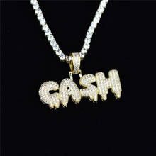 Hip Hop Bubble Letter CASH Necklace&Pendant Gold Silver Color Iced Out Cubic Zircon Bling Jewelry Necklaces Gifts for Men Women 2024 - buy cheap