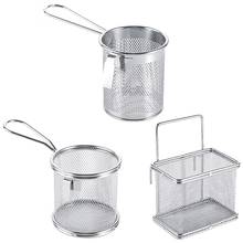 Cesta portátil de acero inoxidable para freír patatas fritas, colador para freír, cesta de cocina, utensilios de cocina 2024 - compra barato