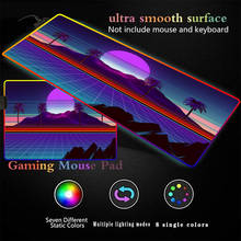 Игровой коврик для мыши с изображением пейзажей, горных пальм, RGB, с USB-портами, большого размера, светящийся, со светодиодной подсветкой, большой геймерский коврик для мыши, Настольный коврик 2024 - купить недорого