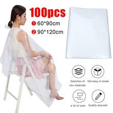 100 Disposable Hair Coloring Barber Cloth Long Barber Wai Cloth Perm Hair Salon Haircut Wai Hairdressing Cape Shawl Pe Apron 2024 - buy cheap