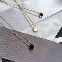 YUN RUO 18 K Gold Plated Black White Round Pendant Necklace Fashion 316 L Stainless Steel Jewelry Woman Birthday Gift Never Fade 2024 - buy cheap