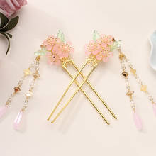 Handmade Ancient Chinese Style Flower Simulated Pearls Long Tassel Hair Sticks Hairpins Headpieces Bride Hair Jewelry 2024 - buy cheap