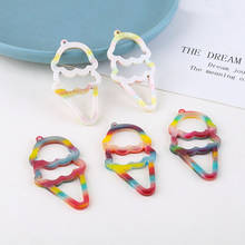 New 20pcs Acetic Acid DIY Jewelry Charms Hollow Out Colorful Kawaii Ice Cream Shape Necklace Bracelet Ornament Pendants 26*50mm 2024 - buy cheap