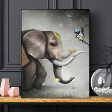 Cartoon Modern Canvas HD Painting Nordic Posters And Prints Decoration Elephant Bird Art Canvas Wall Picture For Living Room 2024 - buy cheap