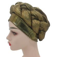 Nigerian Shining Gele Headtie Already Made Aso Oke Auto Gele African Turban Cap Muslim Women Head Wraps Hijab Bonnet 2024 - buy cheap