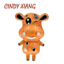 CINDY XIANG New Arrival 2021 Zodiac Cow Brooches For Women Cute Bull Pin Cattle Jewelry 4 Colors Available High Quality 2024 - buy cheap