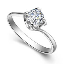 Anel de ouro branco au750 18k, anel redondo de moissanite com diamante, elegante, romântico, tendência, aniversário de casamento, festa de noivado 2024 - compre barato