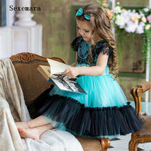 Custom Princess Birthday Party Dress Black Lace Tulle Knee Length Flower Girl Dress Kids Clothes Size 1-14Years 2024 - buy cheap