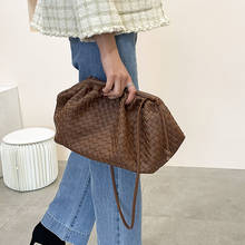Big PU Leather Knitting Clutch Women Tote Bag Shoulder Handbag Crossbody Bag Sling Handbag Clutch Knitting Bag Vintage Women Bag 2024 - купить недорого