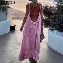 VONDA vestido de verano 2021 mujeres Sexy sin mangas sin respaldo largo Maxi vestido de talla grande Bohemia playa vestido Vestidos casuales S-5XL 2024 - compra barato