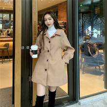 Женское зимнее длинное пальто-трапеция, Женское пальто с пуговицами, повседневное, приталенное, большие размеры, элегантное, Manteau Femme Hiver Abrigo Mujer 2024 - купить недорого