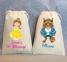 Bolsas personalizadas de La Bella y La Bestia para fiesta de cumpleaños de niña, bolsas de regalo de bautizo, princesa Bella, cumpleaños 2024 - compra barato