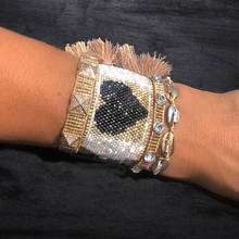 Bracelete zhongvi 2021 com strass mexicano, pulseira feminina com pulseira de coração miyuki, joias para amigo feminina 2024 - compre barato