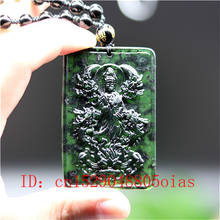Collar con colgante de Dragón de Jade verde y negro Natural Guanyin, amuleto tallado de doble cara, joyería de obsidiana, regalos para mujeres y hombres 2024 - compra barato