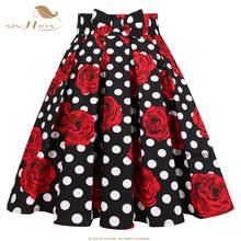 SISHION 2021 New Rose Printed Polka Dots Y2K Skirt SS0012 Harajuku Jupe Femme Vintage Cotton Women Summer Skater Pleated Skirt 2024 - buy cheap