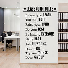 Adesivo de parede às regras para salas de aula, decoração de sala de aula, educação, vinil motivacional, decalques de parede, arte com letras 2024 - compre barato