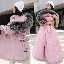 Winter Jacket Women Big fur Collar Hooded New Female Long Cotton Coat Parkas Loose Thick Down Cotton Jacket Plus Size Outerwear 2024 - buy cheap