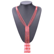 Boho New Acrylic Stone Beads Tassel Pendants Necklaces Women 6 Colors Choice Long Necklace Jewelry Fashion Gift 2024 - buy cheap