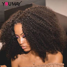Peluca Afro rizada con parte en U para mujer negra, cabello humano virgen brasileño de 250% de densidad, 4b, 4c 2024 - compra barato