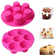 Molde de silicone redondo 7 espaços para muffin, forma para bolo, copo de silicone, acessórios para assar, bandeja, muffin, forma 2024 - compre barato