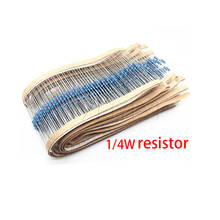 Resistor de filme de metal com 100 peças, resistor de filmes de metal de 1/4w, 1r ~ 1m 100r 220r 330r 1k 1.5k 2.2k 3.3k 4.7k 10k 22k 47k 68k 100k 100 220 330 1k5 2k2 4k7 ohm 2024 - compre barato