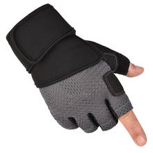 Перчатки для фитнеса перчатки для занятий тяжелой атлетикой для тренировки, бодибилдинга спортивные упражнения Спортивная кожаная перчатка для мужчин женщин черный серый 2024 - купить недорого