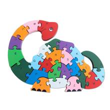 Kids Puzzles Toy Wooden Colorful 3D Chunkyes Animal Car Jigsaw Puzzle Alphabets Number Learning Educational Toy 2024 - buy cheap