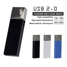 Pen drive usb 2.0 com logotipo personalizado, de alta velocidade, 8gb, 16gb, 32gb, 64gb, 128gb, à prova d'água, de metal, bastões de memória 2024 - compre barato