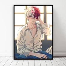 Boku No My Hero Academia Todoroki Shouto, lienzo de Anime, pintura, carteles, impresiones, arte de pared, imagen para decoración de sala de estar, Cuadros 2024 - compra barato