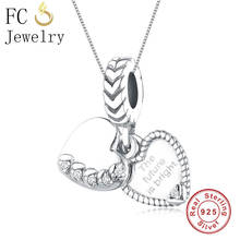 FC Jewelry 925 Sterling Silver Letter The Future is Bright Couple Heart Pendant Necklace Chain European Women Chokers Trinket 2024 - buy cheap