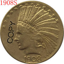 24 K позолоченный 1908-S индийская голова $10 Золотая копия монет 2024 - купить недорого