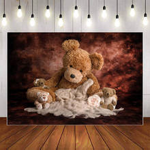 Mehofond fundo fotografia bonito adorável urso marrom brinquedos de pelúcia recém-nascido chuveiro do bebê festa de aniversário pano fundo foto estúdio prop 2024 - compre barato