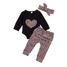 Conjunto de ropa de otoño e invierno para niñas pequeñas, monos de manga larga con estampado de leopardo, pantalones con volantes, trajes para niños de 0 a 24M 2024 - compra barato