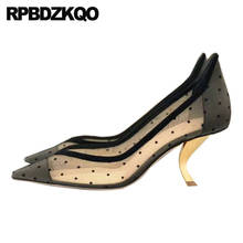 Zapatos de tacón alto informales para mujer, calzado de tacón alto con lunares, de lujo, de 3 pulgadas, talla 4 34, color negro, 2021 2024 - compra barato