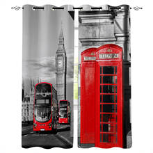 London Telephone Booth Modern Blackout Curtains For Living Room Bedroom Window Treatment Blinds Drapes Kitchen Curtains 2024 - buy cheap