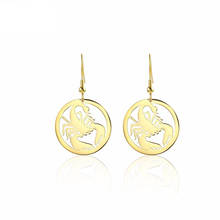 RIR Stainless Steel Golden Scorpio Exquisite Drop Earrings Fashion Zodiac Constellation Ladies Jewellery Earrings 2024 - buy cheap