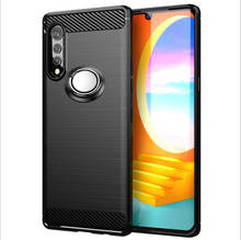 For LG Velvet Case Luxury Brushed Carbon Fiber Phone Case For LG Velvet Magnetic Ring Holder Cover Case 2024 - buy cheap
