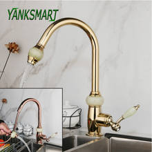 YANKSMART Luxury Rose Gold Pull Down Swivel Kitchen Jade Stone Single Handle Faucet Deck Mounted Cold And Hot Mixer Water Tap 2024 - buy cheap