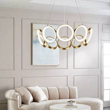 Post-modern circle chandelier circle creative art simple golden villa Nordic designer luxury living room lights 2024 - buy cheap