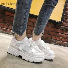 Pequeño blanco zapatos de mujer 2019 nueva primavera y otoño casual salvaje transpirable suela gruesa plataforma zapatillas de deporte 2024 - compra barato