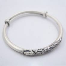 999 Sterling Silver Bangle Fine Silver Jewelry Luck Fox Pattern Bracelet 53mm 6mmW 27.9g Gift For Women 2024 - buy cheap