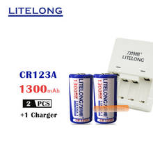 2pcs 3V 1300mAh CR123A 16340 rechargeable lithium battery Li-ion battery+ 1pcs CR123A / CR2 universal charger 2024 - buy cheap