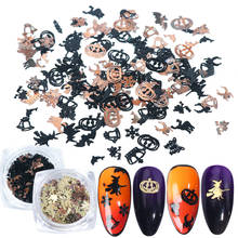 Nail Halloween Series Nail Alloy Computer Patch Ins Thin Fine Black Golden Pumpkin Bat Nail Art Deco Patchnail Art Design Nails 2024 - compre barato