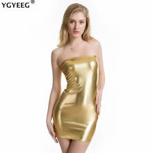 YGYEEG-Vestidos sexys de fiesta para mujer, ropa de discoteca con reflejo láser, sin tirantes, minivestido de verano dorado y plateado con espalda descubierta 2024 - compra barato