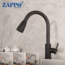 ZAPPO-grifo de fregadero de cocina, mezclador de fregadero con caño extraíble, cromado, 360 giratorio, color negro mate 2024 - compra barato