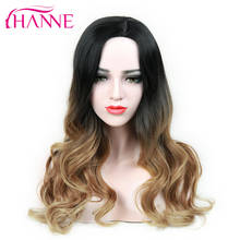 HANNE Natural Wave Wig Ombre Black Brown Hair Synthetic Long Wig for Women Middle Part Heat Resistant Fiber 2024 - buy cheap