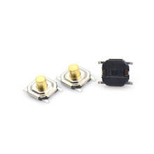 Micro interruptor touch com cabeça de cobre, 4*4*3mm 5 peças, impermeável, preto, tátil, botão interruptor de pressão 2024 - compre barato